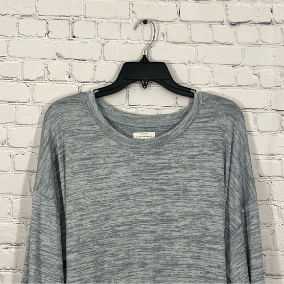 Lucky Brand Womens Shirt Large Gray Heather 3/4 Cuffed Sleeve Back Tie Knit - Picture 2 of 7